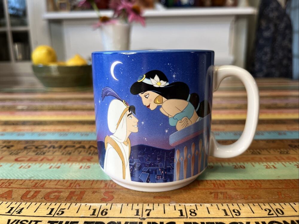 1990 Vintage Aladdin Mug Jasmine Genie The Disney Store Collector Coffee Cup